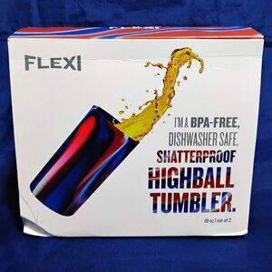 (2) Pc Set Flexi Tie Dye Silicone Shatterproof Glassware Unbreakable